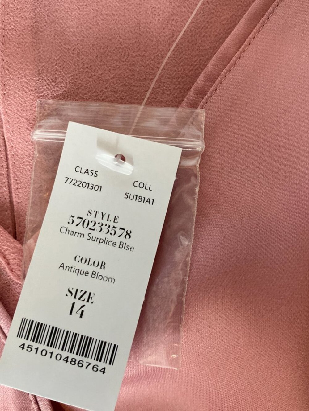 WHBM Pink Surplice Top Size 14 NWT - Picture 10 of 11